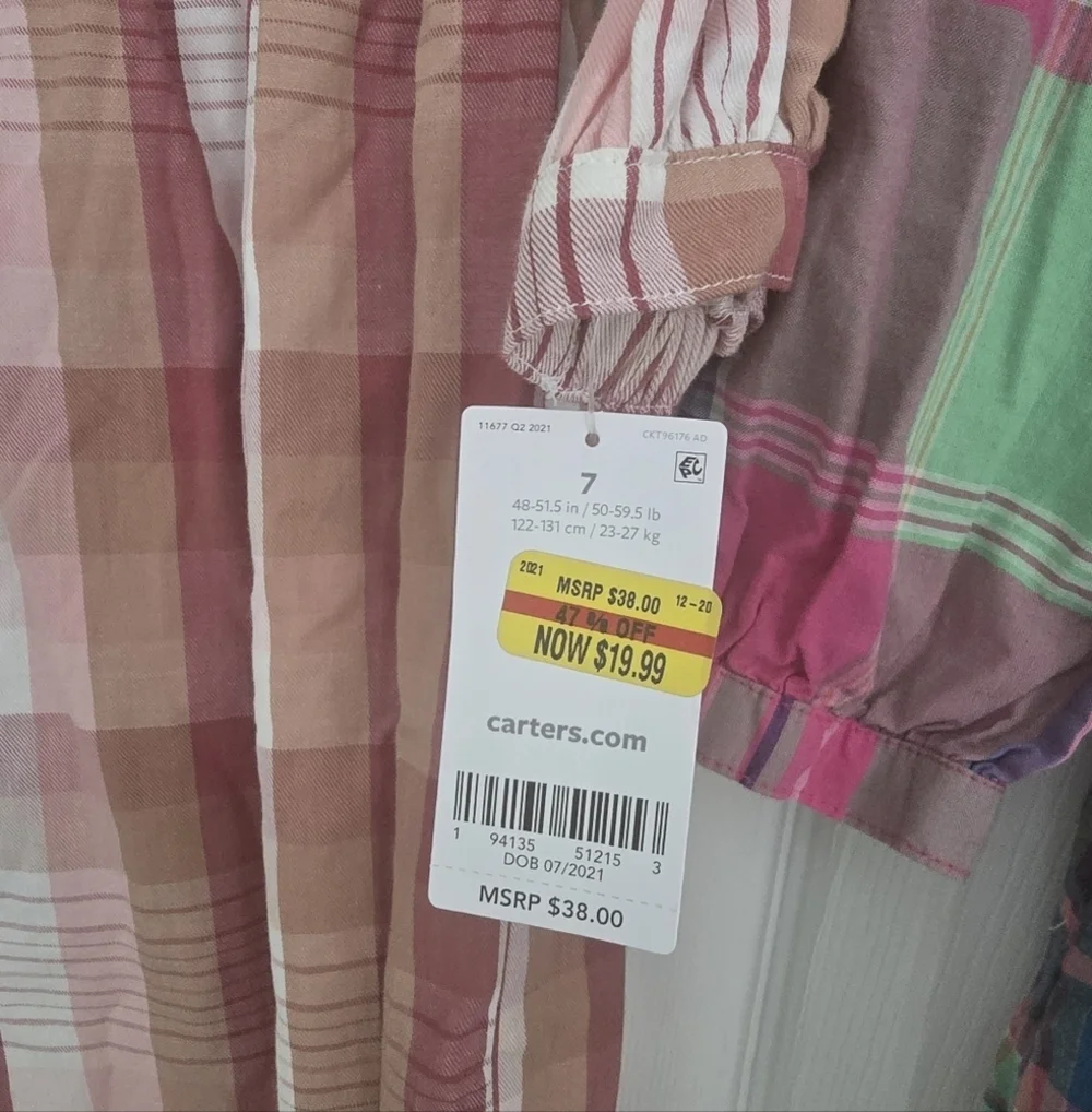 Ralph Lauren Pink and Green Plaid Long-Sleeve Dresses Carters Plaid Dress Bundle